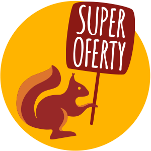 Na zdjęciu znajduje się wiewiórka z tabliczką